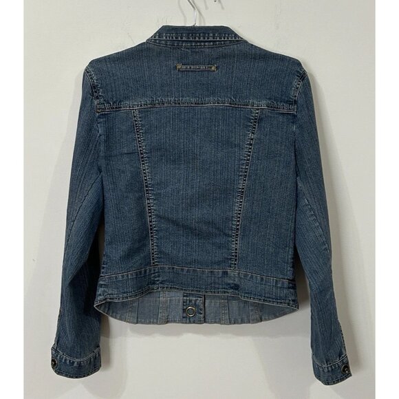 CAbi Denim Cowgirl Jacket Sz M Y2K Rivet Back Snap Front Decorative Buttons - Picture 2 of 9